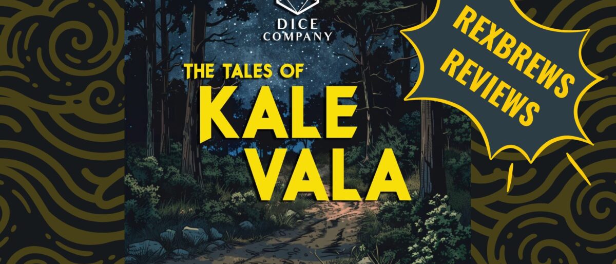 A promo graphic for Tales of Kale Vala, a podcast by Dice Company. It shows a lonely track through the woods beneath a starlit sky.