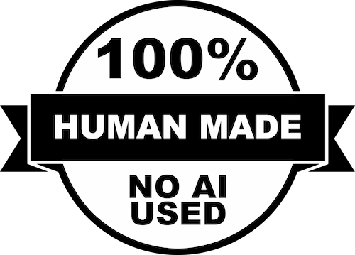 A badge that reads "100% Human Made, No AI Used."