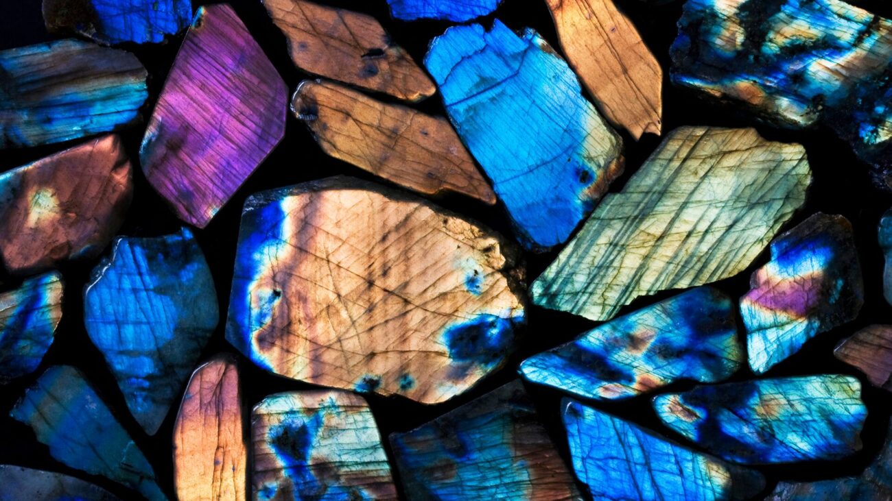 A collection of brightly colored stones and crystals.